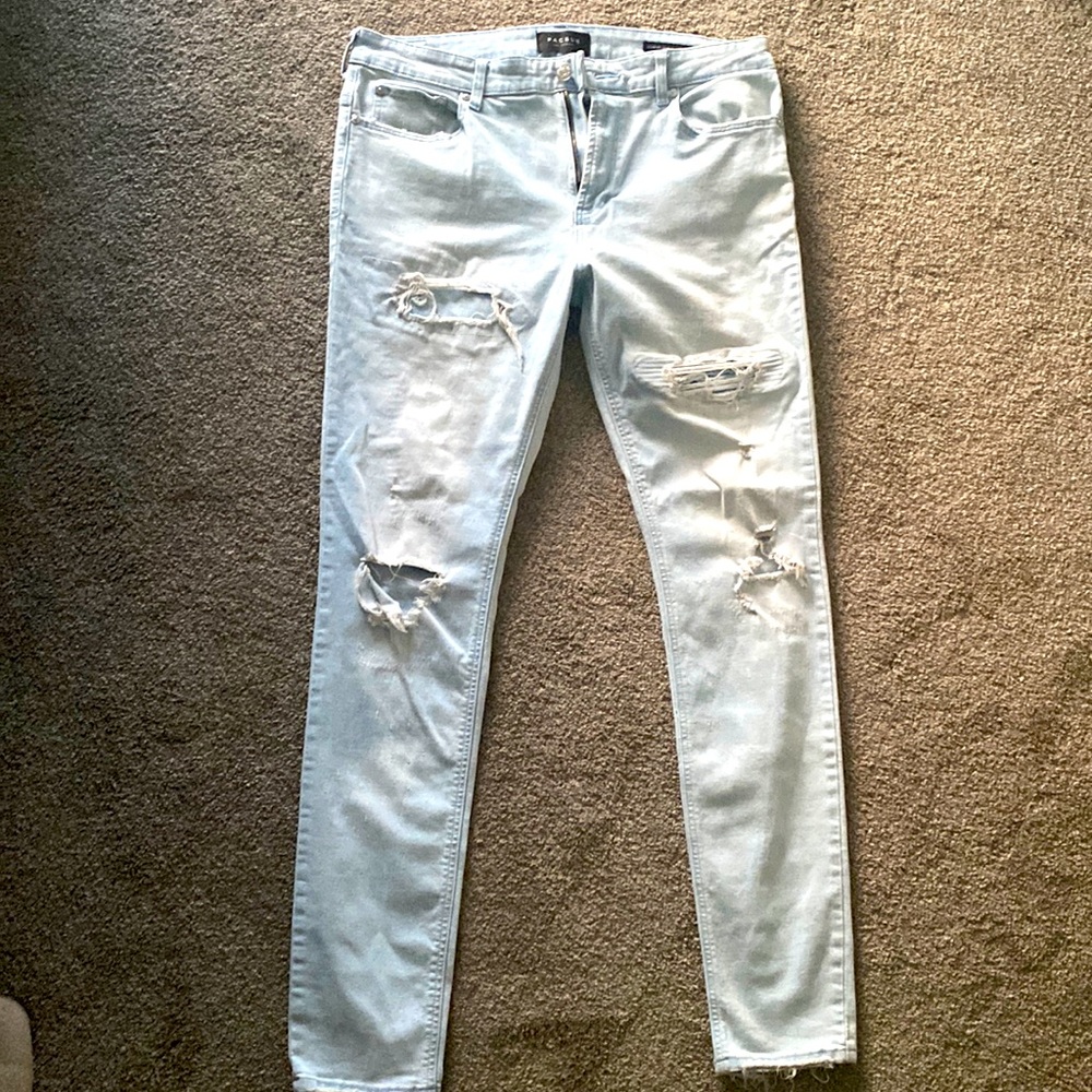 Pacsun 34x32 skinny light blue ripped denim jeans
